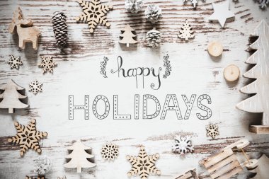 Noel dekorasyonu, hat Happy Holidays ile düz Lay