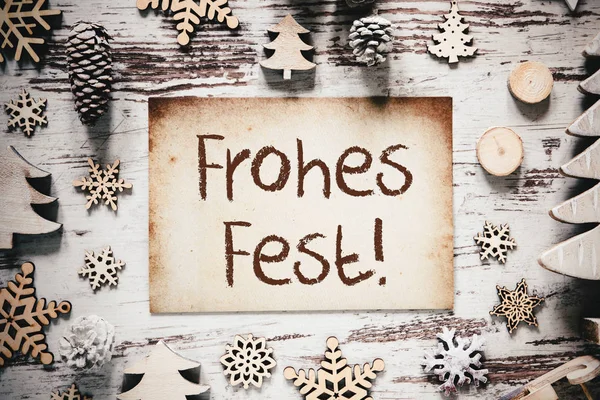 Nostaljik dekorasyon, Frohes Fest mutlu Noeller anlamına gelir. — Stok fotoğraf