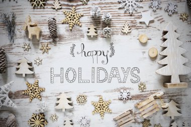 Noel dekorasyonu, hat Happy Holidays ile düz Lay