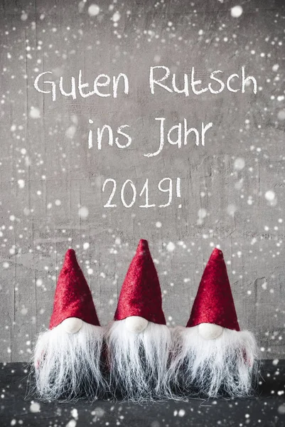 행복 한 새 해 2019을 의미 하는 빨간 격언, 눈송이, Guten Rutsch — 스톡 사진