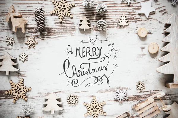 Laico piatto con decorazione di Natale, Calligrafia Buon Natale — Foto Stock