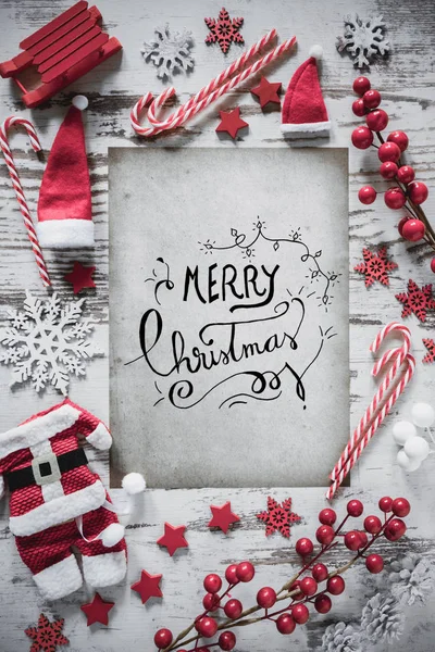 Navidad Flat Lay, Papel vertical, Nieve, Caligrafía Feliz Navidad — Foto de Stock