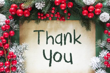 Köknar ağacı dalı, metin teşekkür ederim gibi Noel dekorasyon