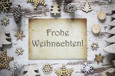 Rustic Decoration, Paper, Frohe Weihnachten Means Merry Christmas