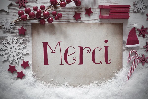 Décoration de Noël Rouge, Neige, Merci Moyens Merci — Photo