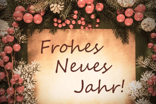Retro Christmas Decoration, Frohes Neues Jahr Means Happy New Year — Stock Fotó