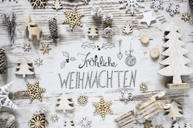 Hat düz Lay, Froehliche Weihnachten anlamına gelir mutlu Noeller