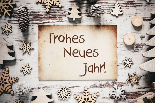 Carta nostalgica, Frohes Neues Jahr significa felice anno nuovo — Foto Stock