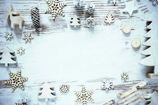 Flat Lay, Decoração de Natal, Espaço para Cópia, Frosty Look — Fotografia de Stock