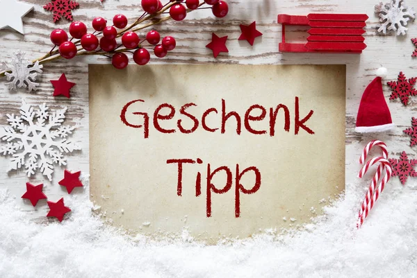 Rouge Décoration de Noël, Neige, Geschenk Tipp Signifie Conseil Cadeau — Photo