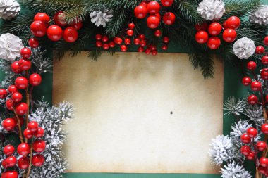 Köknar ağacı dalı gibi Noel dekorasyon kopyalama alanı