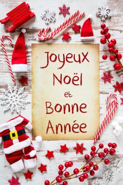 Parlak Noel düz Lay, Bonne Annee mutlu yeni yıl anlamına gelir.