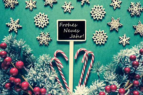 Nero segno di Natale, Luci, Frohes Neues significa felice anno nuovo, Look retrò — Foto Stock