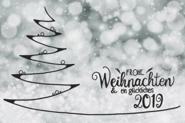 Ağaç, Glueckliches 2019 anlamına gelir mutlu 2019, koyu gri arka plan