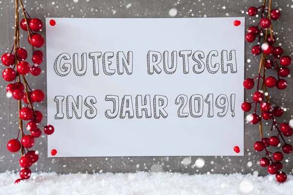 Ετικέτα, νιφάδες χιονιού, Χριστουγεννιάτικη διακόσμηση, εξερευνητικό 2019 Rutsch σημαίνει Πρωτοχρονιά — Φωτογραφία Αρχείου