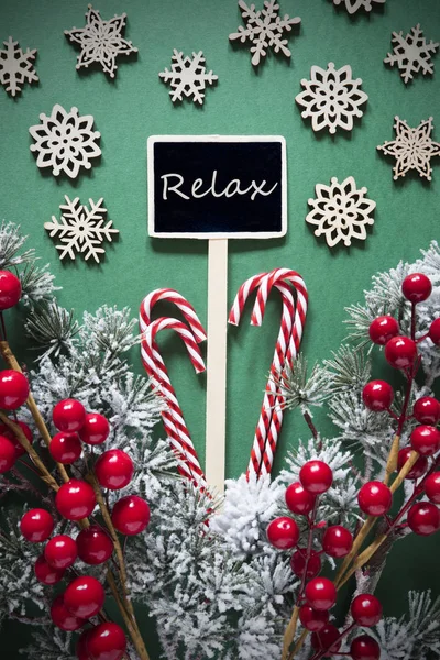 Retro Black Christmas Sign, Lights, English Text Relax — стоковое фото