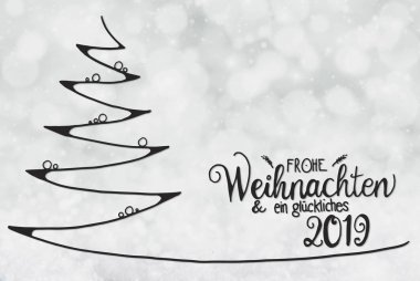 Ağaç, Glueckliches 2019 anlamına gelir mutlu 2019, gri Bokeh arka plan