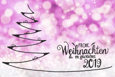 Ağaç, Glueckliches 2019 anlamına gelir mutlu 2019, mor Bokeh arka plan