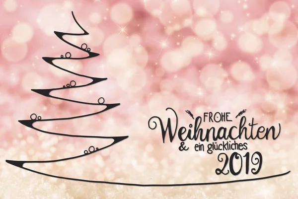 Ağaç, Glueckliches 2019 anlamına gelir mutlu 2019, pembe Bokeh arka plan
