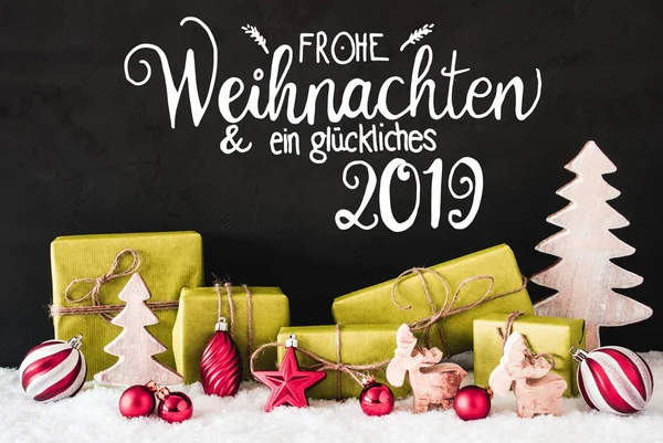 Decoración de Navidad, Caligrafía Glueckliches 2019 Significa Feliz Nuevo 2019 —  Fotos de Stock