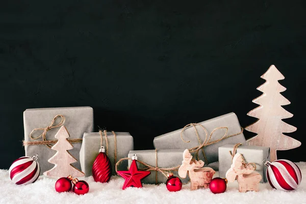 Décoration de Noël rouge, Copier l'espace pour la publicité — Photo