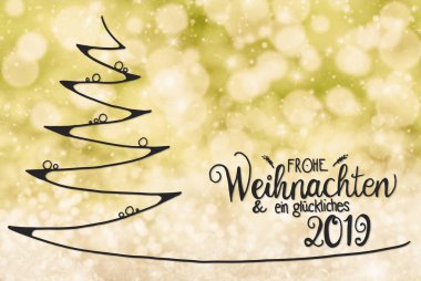 Ağaç, Glueckliches 2019 anlamına gelir mutlu 2019, sarı Bokeh arka plan