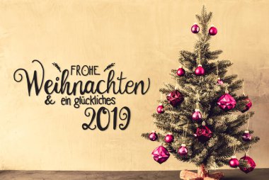 Mor topları, hat Glueckliches 2019 ağacıyla mutlu 2019 anlamına gelir.