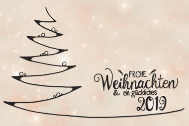 Ağaç, Glueckliches 2019 anlamına gelir mutlu 2019, parlak pembe