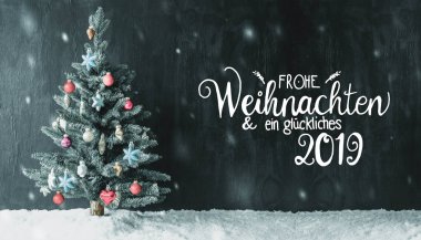 Renkli ağaç, hat Glueckliches 2019 mutlu 2019, kar taneleri anlamına gelir.