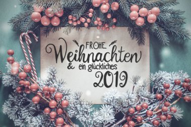 Yılbaşı Garland, Alman hat Glueckliches 2019 mutlu 2019 anlamına gelir.