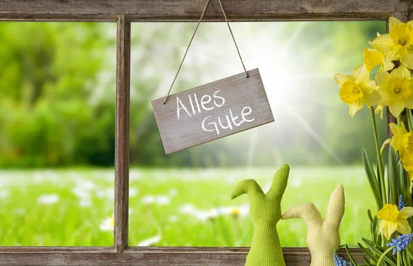 Fenster, grüne Wiese, alles Gute — Stockfoto