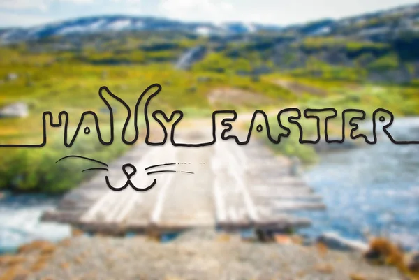 Norvégia-hegység, kalligráfia Boldog húsvéti híd — Stock Fotó
