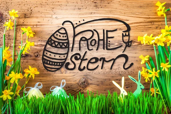 Pasen decoratie, Spring Flower kalligrafie Frohe Ostern betekent vrolijk Pasen — Stockfoto