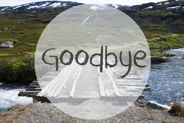 桥在挪威山， 文本再见， 野生自然 — 图库照片