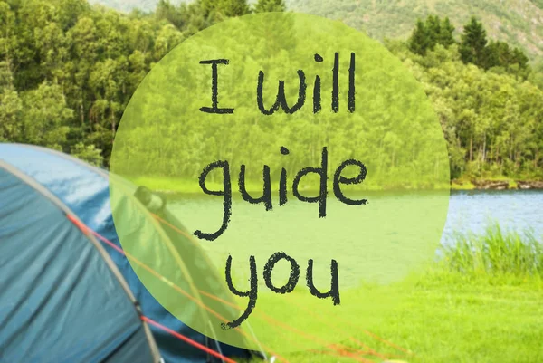Lake Camping, Text I Will Guide You — Stock Photo, Image
