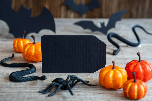 Black Label With Copy Space, Scarry Horror Halloween Decoration — Stock Photo, Image