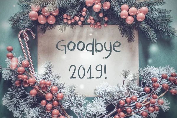 Рождественская гирлянда, елка филиал, снежинки, до свидания 2019 — стоковое фото