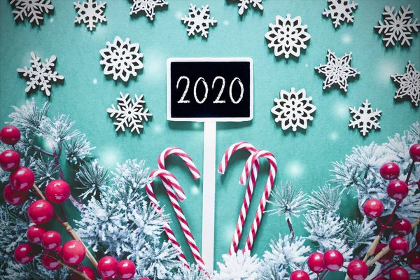 Černé vánoční znamení, světla, Frosty Podívejte, text 2020 — Stock fotografie