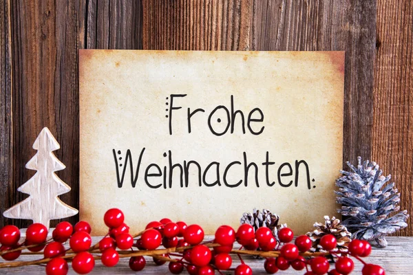 Weihnachtsdekoration, Papier mit Text frohe weihnachten bedeutet frohe Weihnachten — Stockfoto