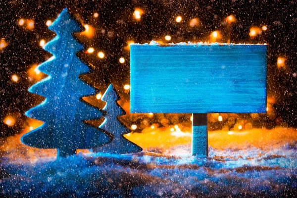 采购产品标志，圣诞树，复制空间，仙女灯，雪 — 图库照片