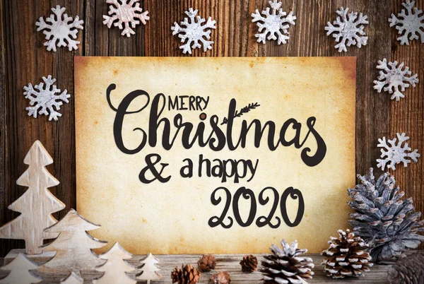 Stary papier z dekoracji Bożego Narodzenia, Wesołych Świąt i Szczęśliwego 2020 — Zdjęcie stockowe