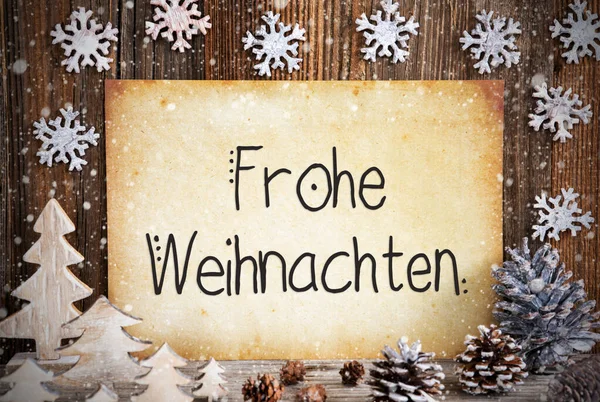 Old Paper, Decoration, Frohe Weihnachten Means Merry Christmas, Snowflakes — Stock Photo, Image