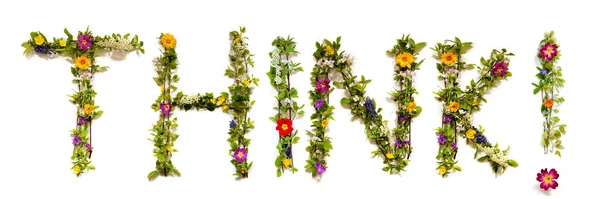Blomma och blomma Brev Building Word Tänk — Stockfoto