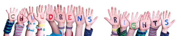 Kinderhände Word-Kinderrechte, isolierter Hintergrund — Stockfoto