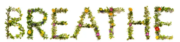 꽃 과 꽃으로 만들어 지는 단어 호흡 — 스톡 사진