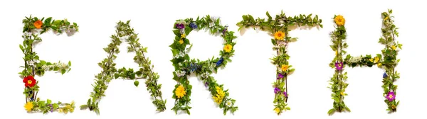 Blume und Blüte Buchstabe Gebäude Wort Erde — Stockfoto