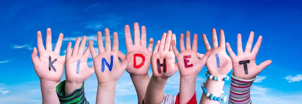 Çocuk Elleri Sözcük İnşa Etme Kindheit Çocukluk, Mavi Gök — Stok fotoğraf
