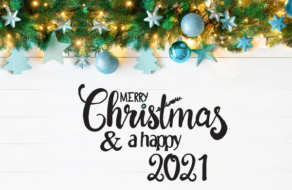 Banner di Natale turchese, Buon Natale e un felice 2021 — Foto Stock