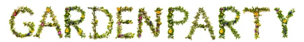 Květina a květ dopis stavební slovo zahradní party — Stock fotografie