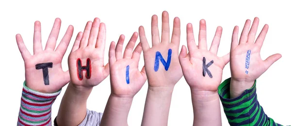 Children Hands Building Word Think, Isolated Background — Stock Photo, Image